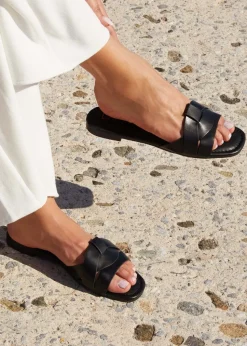 Linzi Fletcher Black Faux Leather Slider