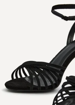 Linzi Fleur Black Faux Suede Heeled Sandal