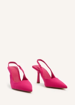 Linzi Fling Hot Pink Lycra Sling Back Court Heel