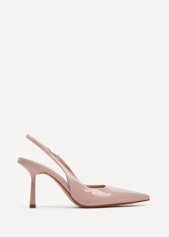 Linzi Fling Sand Faux Patent Sling Back Court Heel