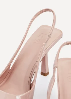 Linzi Fling Sand Faux Patent Sling Back Court Heel