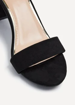 Linzi Frankie Black Faux Suede Block Heeled Sandal