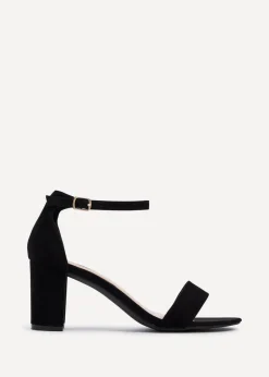 Linzi Frankie Black Faux Suede Block Heeled Sandal