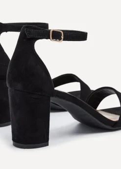Linzi Frankie Black Faux Suede Block Heeled Sandal