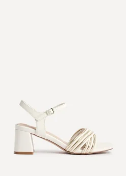 Linzi Genna Ivory Faux Leather Strappy Crossover Heeled Sandal