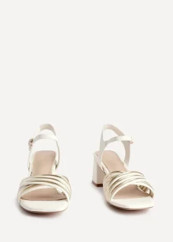 Linzi Genna Ivory Faux Leather Strappy Crossover Heeled Sandal