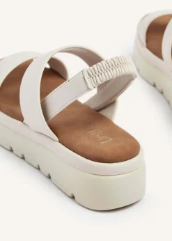 Linzi Gia Nude Faux Leather Chunky Padded Flatform Sandal