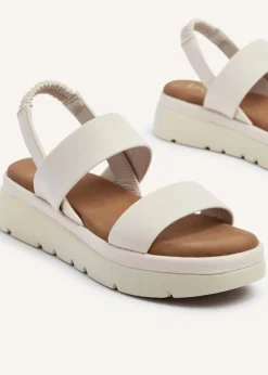 Linzi Gia Nude Faux Leather Chunky Padded Flatform Sandal