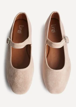 Linzi Graceful Nude Faux Suede Ballet Pumps