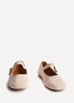 Linzi Graceful Nude Faux Suede Ballet Pumps