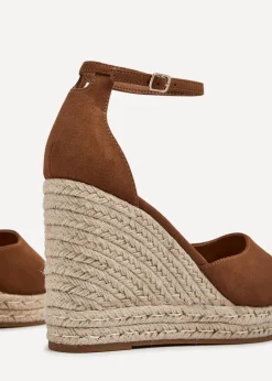 Linzi Gracio Tan Faux Suede Rope Platform Wedge