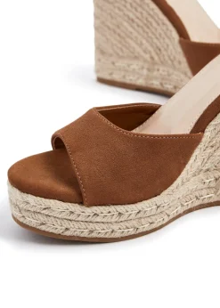 Linzi Gracio Tan Faux Suede Rope Platform Wedge