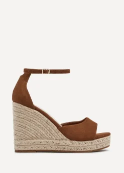 Linzi Gracio Tan Faux Suede Rope Platform Wedge