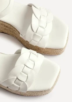 Linzi Grazia White Faux Leather Plaited Platform Wedge