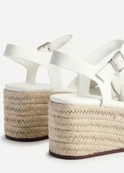 Linzi Grazia White Faux Leather Plaited Platform Wedge