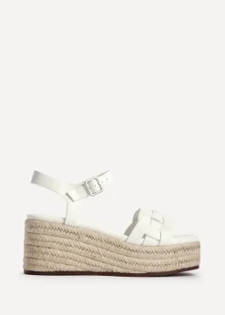 Linzi Grazia White Faux Leather Plaited Platform Wedge
