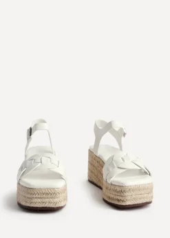 Linzi Grazia White Faux Leather Plaited Platform Wedge