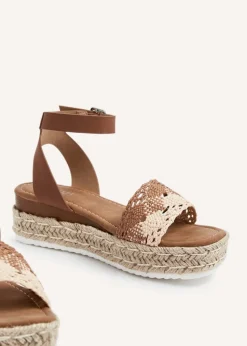 Linzi Harbour Tan Faux Nubuck Flatform Sandal