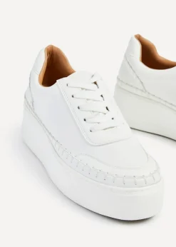 Linzi Harlem White Faux Leather Platform Trainer