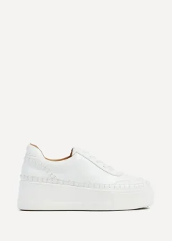 Linzi Harlem White Faux Leather Platform Trainer