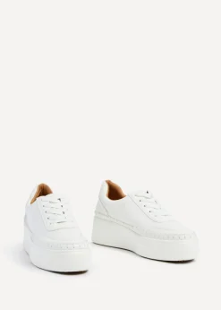 Linzi Harlem White Faux Leather Platform Trainer