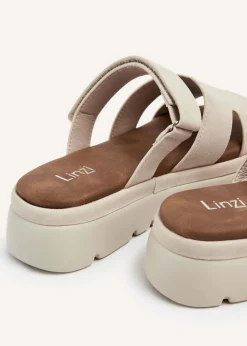 Linzi Harper Beige Faux Nubuck Chunky Link Strap Sandal