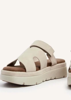 Linzi Harper Beige Faux Nubuck Chunky Link Strap Sandal