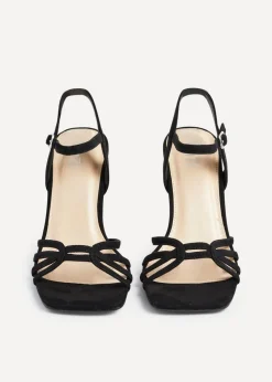 Linzi Helena Wide Fit Black Suede Heeled Sandals