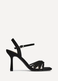 Linzi Helena Wide Fit Black Suede Heeled Sandals