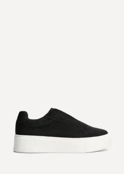 Linzi Henley Black Textured Slip On Platform Trainers