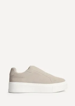 Linzi Henley Taupe Textured Slip On Platform Trainers