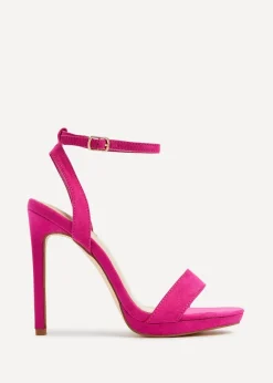 Linzi Higher Love Fuchsia Open Back Barely There Stiletto Sandal