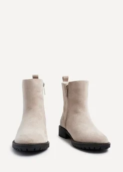Linzi Holland Wide Fit Beige Faux Suede Classic Chelsea Boot