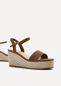 Linzi Illusion Tan Faux Nubuck Rope Platform Wedge