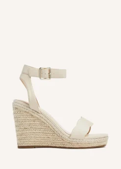 Linzi Italy Beige Faux Leather Rope Platform Wedge
