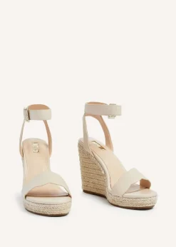 Linzi Italy Beige Faux Leather Rope Platform Wedge