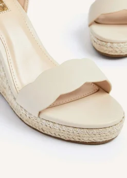 Linzi Italy Beige Faux Leather Rope Platform Wedge