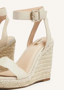 Linzi Italy Beige Faux Leather Rope Platform Wedge