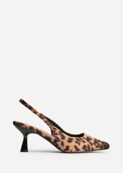 Linzi Izzie Multi Wide Fit Leopard Print Sling Back Low Court Heel