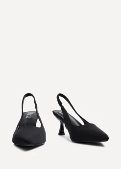 Linzi Izzie Wide Fit Black Lycra Sling Back Low Court Heel