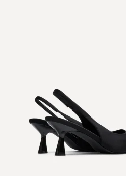 Linzi Izzie Wide Fit Black Lycra Sling Back Low Court Heel