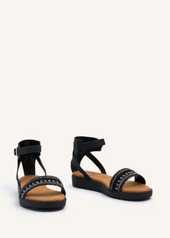 Linzi Jaycee Black Faux Leather Two Part Sandal