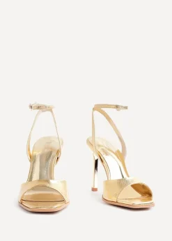 Linzi Jazz Gold Faux Leather Stiletto High Heels
