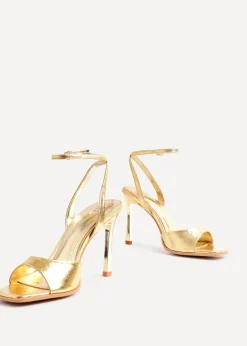 Linzi Jazz Gold Faux Leather Stiletto High Heels