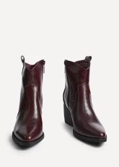 Linzi Jessie Burgundy Faux Leather Western Ankle Boot