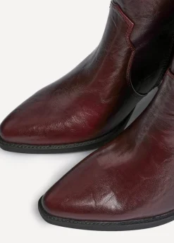 Linzi Jessie Burgundy Faux Leather Western Ankle Boot
