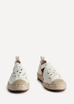 Linzi Jillian White Faux Leather Flower Cut Out Espadrille Sandal