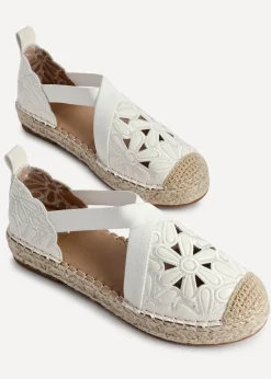 Linzi Jillian White Faux Leather Flower Cut Out Espadrille Sandal
