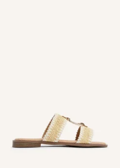 Linzi Jojo Natural Raffia Double Strap Flat Sandal