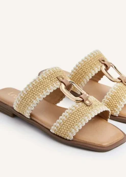 Linzi Jojo Natural Raffia Double Strap Flat Sandal